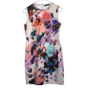 Elie Tahari Watercolor Bodycon Lined Mini Dress Size 6